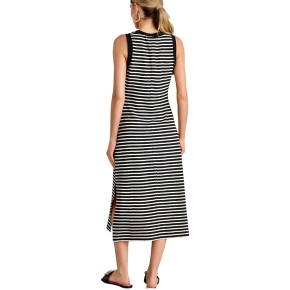Entro Classic Contrast Black/White Stripe Midi Dress Sleeveless Women’s M, EUC - Picture 2 of 12
